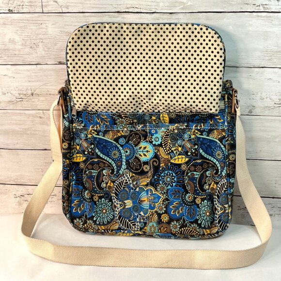 Malirona Canvas Floral Handbag Multi Pockets Women's High Quality Tote Blue - Picture 4 of 16